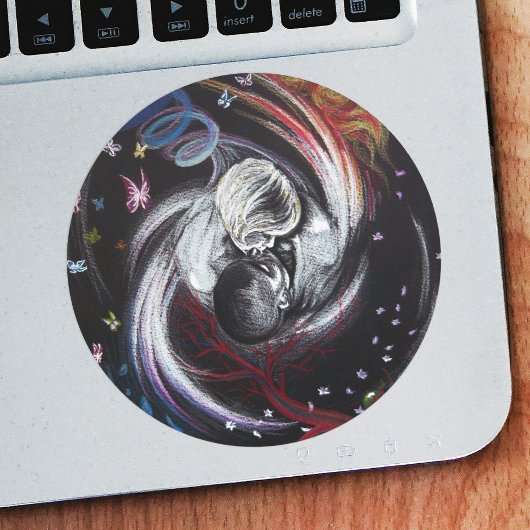 Kissend stel Yin Yang Love Surreal-tekenkunst Ronde Sticker