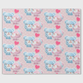 Kissende Beren Cute en Kawaii Cadeaupapier (Vlak)