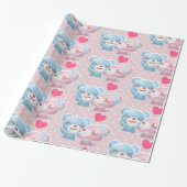 Kissende Beren Cute en Kawaii Cadeaupapier (Uitgerold)