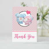 Kissende Beren Cute en Kawaii Dank u Bedankkaart (Staand voorkant)