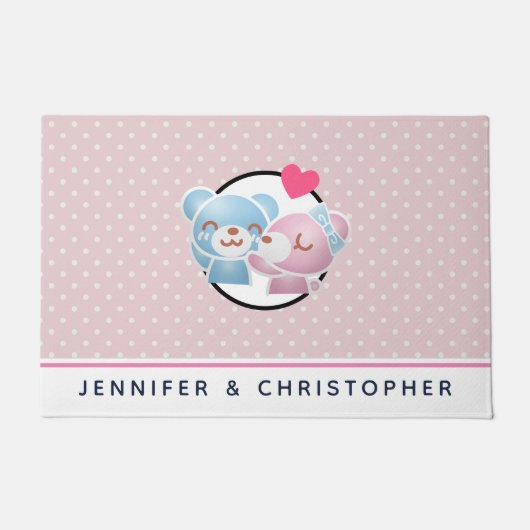 Kissende Beren Cute en Kawaii Deurmat (Voorkant)