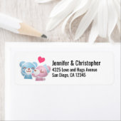 Kissende Beren Cute en Kawaii Etiket (Insitu)