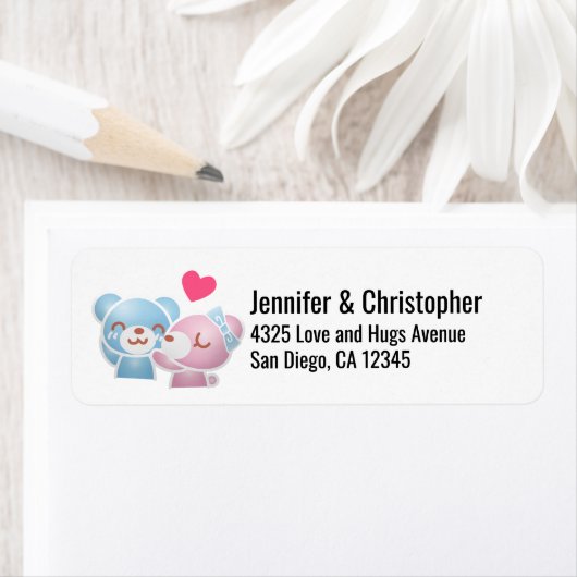 Kissende Beren Cute en Kawaii Etiket (Insitu)