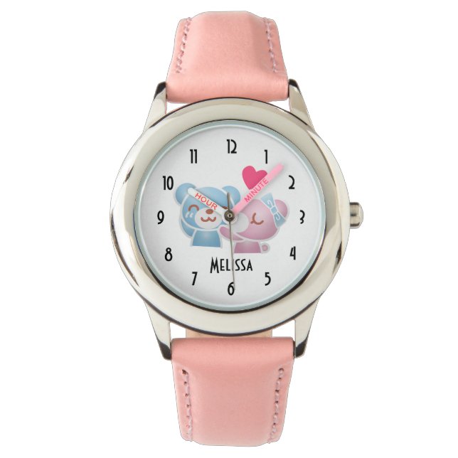 Kissende Beren Cute en Kawaii Horloge (Voorkant)