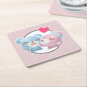 Kissende Beren Cute en Kawaii Kartonnen Onderzetters (Schuin)