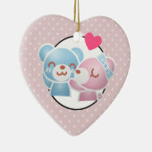 Kissende Beren Cute en Kawaii Keramisch Ornament (Rechts)