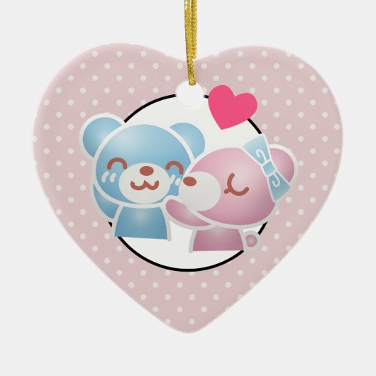 Kissende Beren Cute en Kawaii Keramisch Ornament (Voorkant)