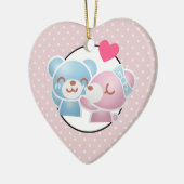 Kissende Beren Cute en Kawaii Keramisch Ornament (Links)