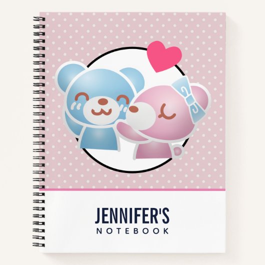 Kissende Beren Cute en Kawaii Notitieboek (Voorkant)