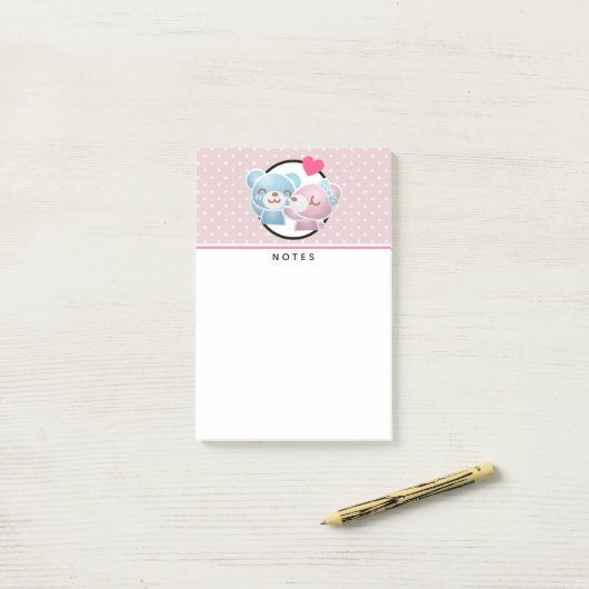 Kissende Beren Cute en Kawaii Post-it® Notes (Op bureau)
