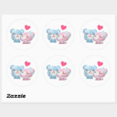 Kissende Beren Cute en Kawaii Ronde Sticker (Vel)
