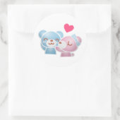 Kissende Beren Cute en Kawaii Ronde Sticker (Tas)