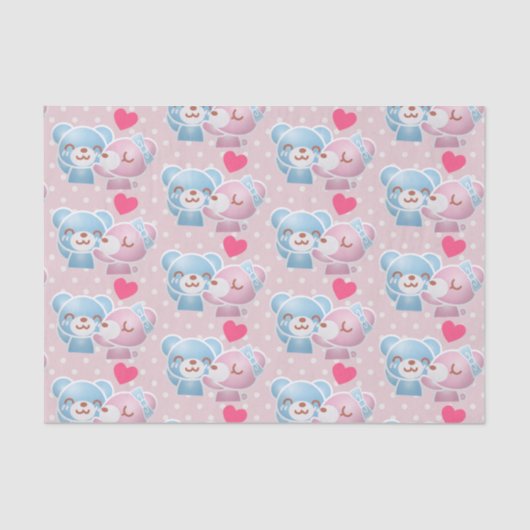 Kissende Beren Cute en Kawaii Tissuepapier (Voorkant)
