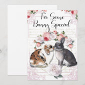 Kissende Bunnies, Bunny Rabbit, Pasen, Valentijnse Feestdagenkaart (Voorkant / Achterkant)