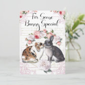 Kissende Bunnies, Bunny Rabbit, Pasen, Valentijnse Feestdagenkaart (Staand voorkant)