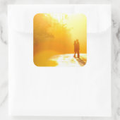 Kissende Couple in het zonlicht Vierkante Sticker (Tas)