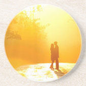 Kissende Couple in het zonlicht Zandsteen Onderzetter (Voorkant)