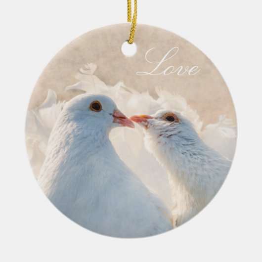 Kissende Doves - Liefde Keramisch Ornament (Voorkant)