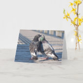 Kissende Duiven Inlijstbaar Kunstkaartje Kaart (Gele Bloem)