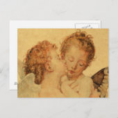 Kissende engelen van Bouguereau op de grunge textu Briefkaart (Voorkant / Achterkant)