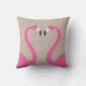 Kissende Flamingos Burlap Linen Pillow Buitenkussen (Achterkant)