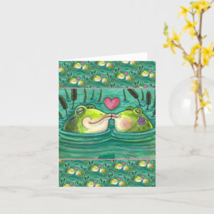 KISSENDE FROGS COLORFUL- EN CUTE POND-ROMANCE, lee Kaart