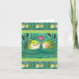 KISSENDE FROGS COLORFUL- EN CUTE POND-ROMANCE, lee Kaart