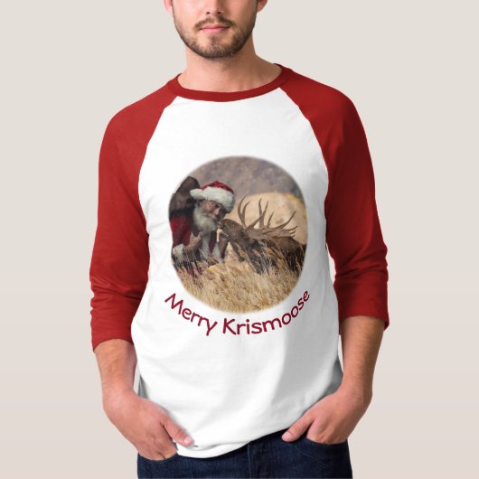 Kissende Kerstman en Moose T-Shirt (Voorkant)