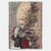 Kissende Kerstman en Moose Throw Blanket Deken (Voorkant Verticaal)