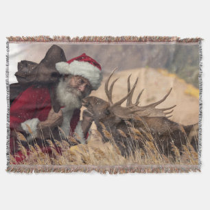 Kissende Kerstman en Moose Throw Blanket Deken