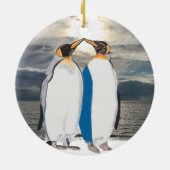 Kissende koning Penguin Pair in Artic Keramisch Ornament (Achterkant)