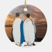 Kissende koning Penguin Pair in Artic Keramisch Ornament (Achterkant)