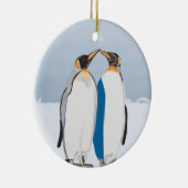 Kissende koning Penguin Pair in Artic Keramisch Ornament (Rechts)