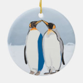 Kissende koning Penguin Pair in Artic Keramisch Ornament (Achterkant)
