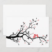 Kissende liefdesvogels op boom met rode harten (Voorkant / Achterkant)