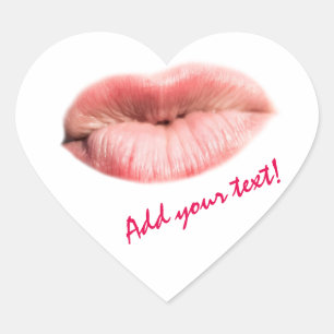 Kissende lippen aanpasbaar hart sticker