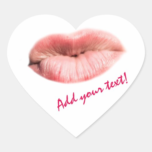 Kissende lippen aanpasbaar hart sticker (Voorkant)