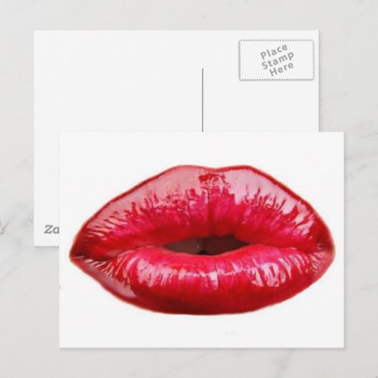 Kissende lippen! briefkaart (Voorkant / Achterkant)