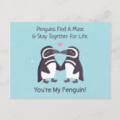 Kissende pinguïns, grappig dat je mijn pinguïn ben briefkaart (Voorkant)