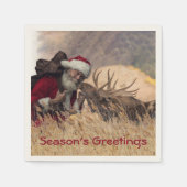 Kissende Santa en Moose Paper Napkin Servet (Voorkant)