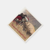 Kissende Santa en Moose Paper Napkin Servet (Hoek)