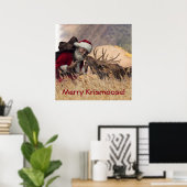 Kissende Santa en Moose Poster (Thuiskantoor)