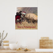 Kissende Santa en Moose Poster (Keuken)