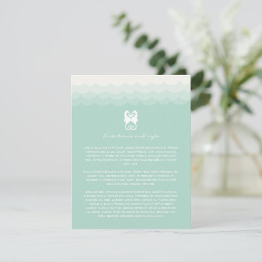 Kissende Seapaarden Heart Summer Beach Weddenschap Informatiekaartje (Staand voorkant)