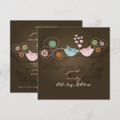 Kissende Tortelduifjes drijvende harten/mocha Kaart (Voorkant / Achterkant)