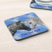 Kissende Unicorns Fantasy Horse Onderzetter Set (Linkerzijde)