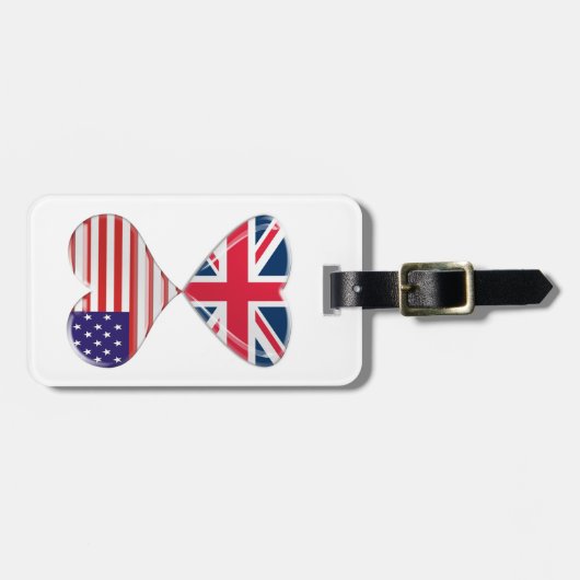 Kissende USA en UK Hearts Flags Art Bagagelabel (Voorkant horizontaal)