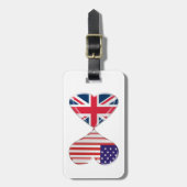 Kissende USA en UK Hearts Flags Art Bagagelabel (Voorkant verticaal)