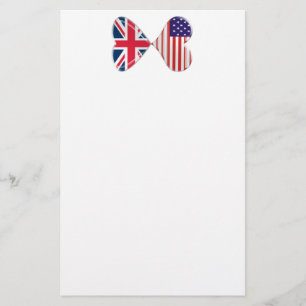 Kissende USA en UK Hearts Flags Art Briefpapier