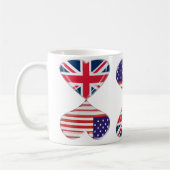 Kissende USA en UK Hearts Flags Art Koffiemok (Links)